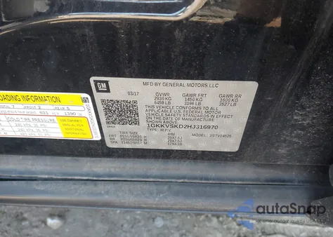 2017 GMC Acadia Limited from USA, damaged, VIN 1GKKVSKD2HJ316970